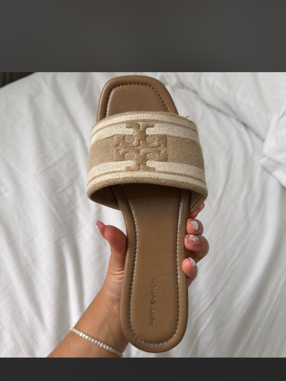 Tory Burch Beige Slide Sandals size 8.5 - Picture 5 of 8
